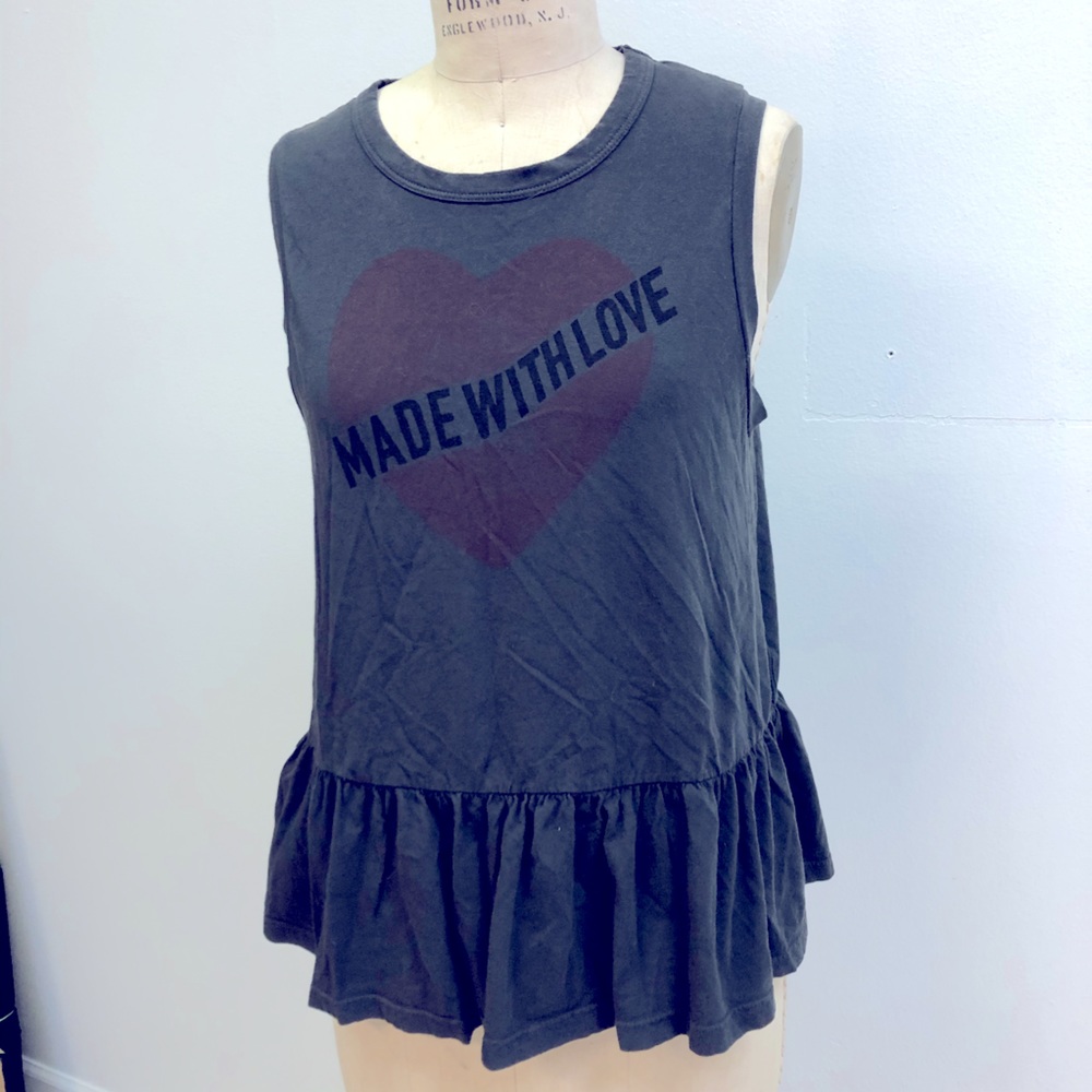 Made With Love Peplum Graphic Tank